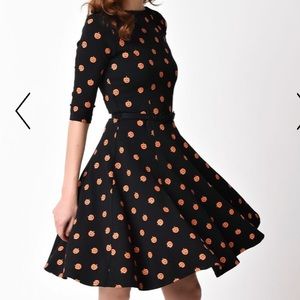 Unique Vintage Pumpkin Skater Dress